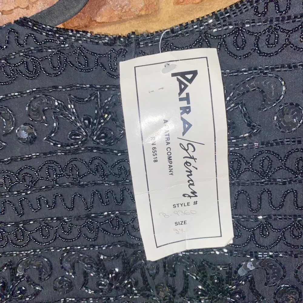 NWT Stenay Patra Black Embellished Beaded Silk Long Sleeve Blouse Womens Size 2X - Image 9