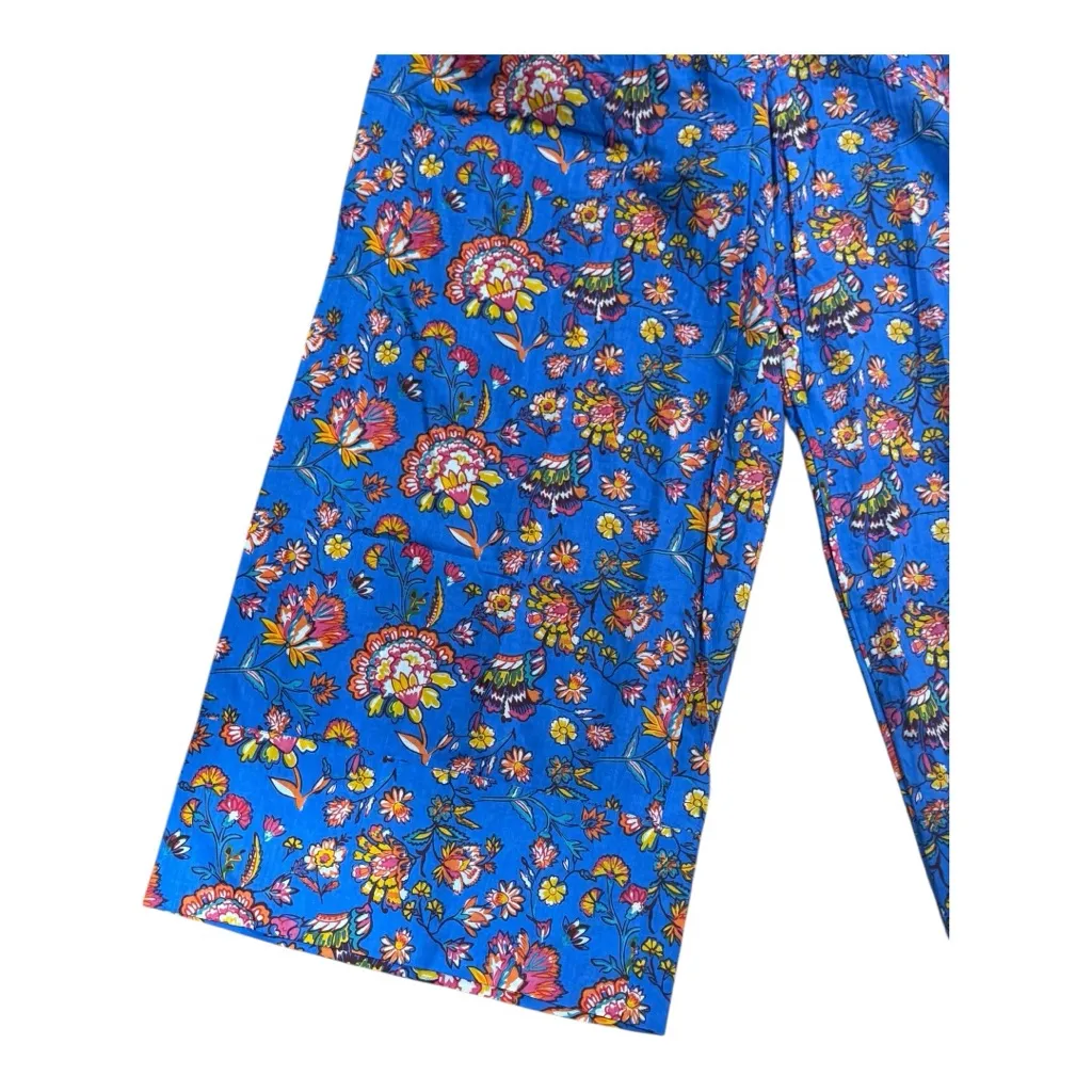 RO’S GARDEN Blue Floral Wide Leg Pants XL NWT Cotton Drawstring Anthropologie - Image 4