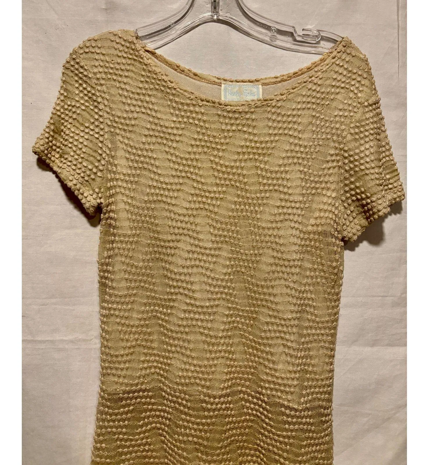 Hanky Panky Vintage Lined Stretch Pucker Peek A Boo Top Sz S Short Sleeve - Image 4