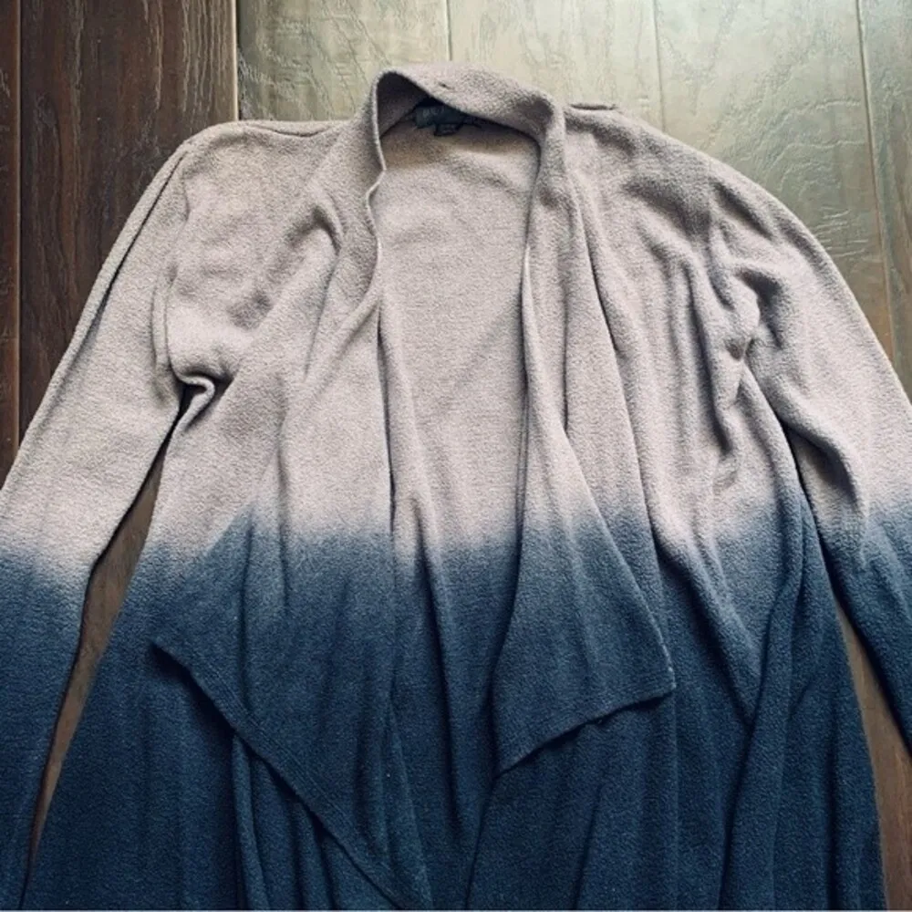 Barefoot Dreams Cozy Chic Lit Calypso Ombré Hi/lo Open Cardigan Pewter/Black S/M - Image 3