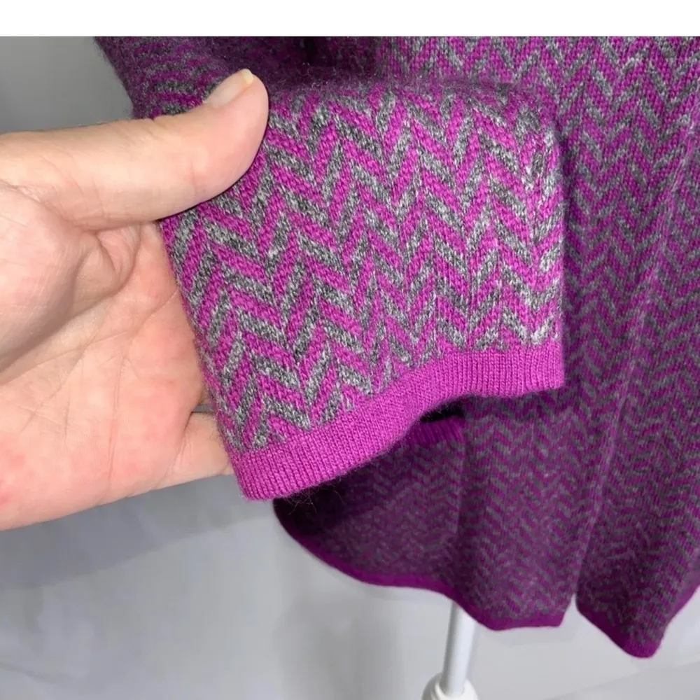 Talbots Purple Chevron Open Front Angora Lambs Wool Cashmere Cardigan Sweater S - Image 10