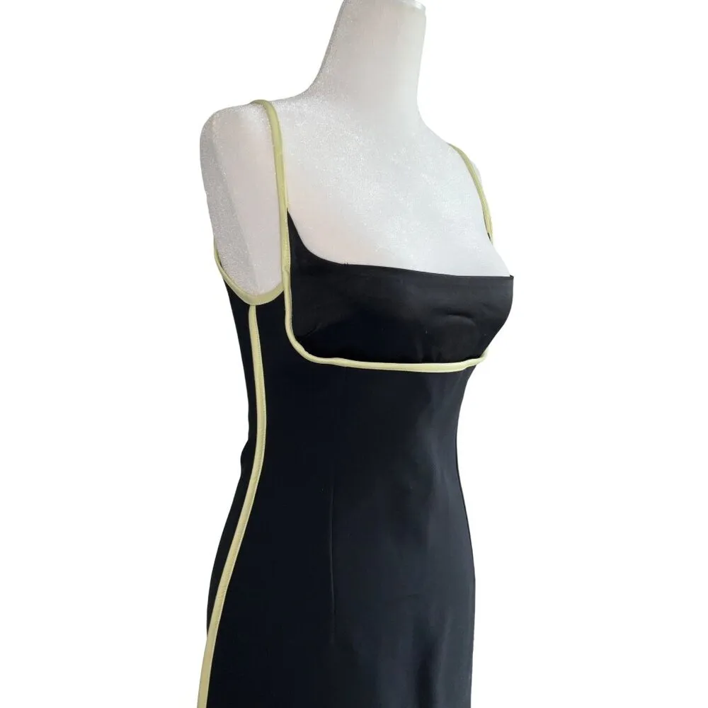 Paris Georgia Womens Dress in Black Leather Lime Small New Midi Cocktail - Image 5