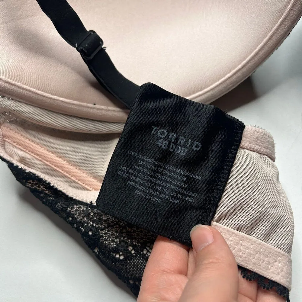 Torrid pink black lave lined bra 46DDD 46F - Image 5