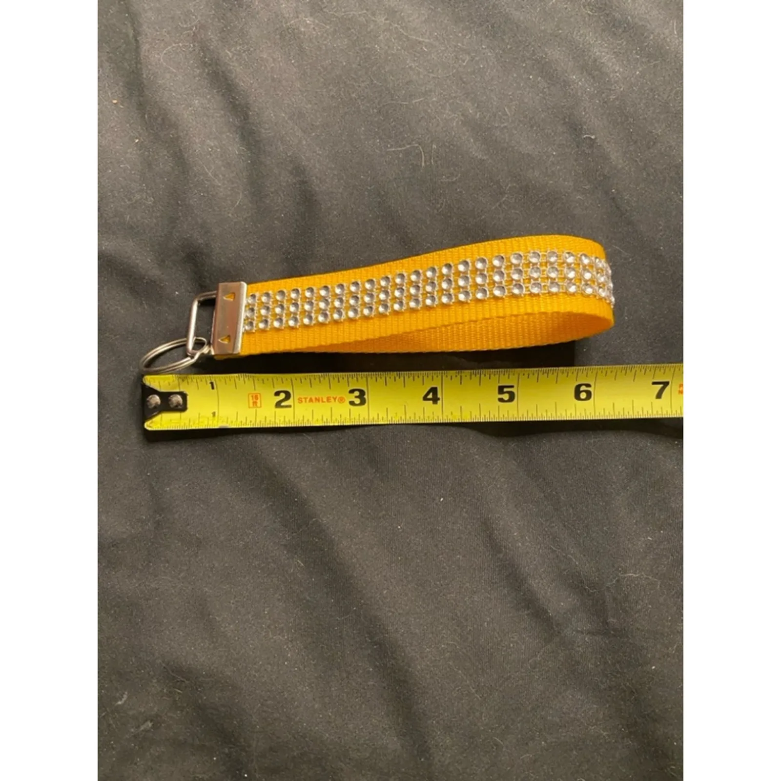 Dopamine Dressing Yellow Rhinestone Wristlet Keychain Handmade - Image 3