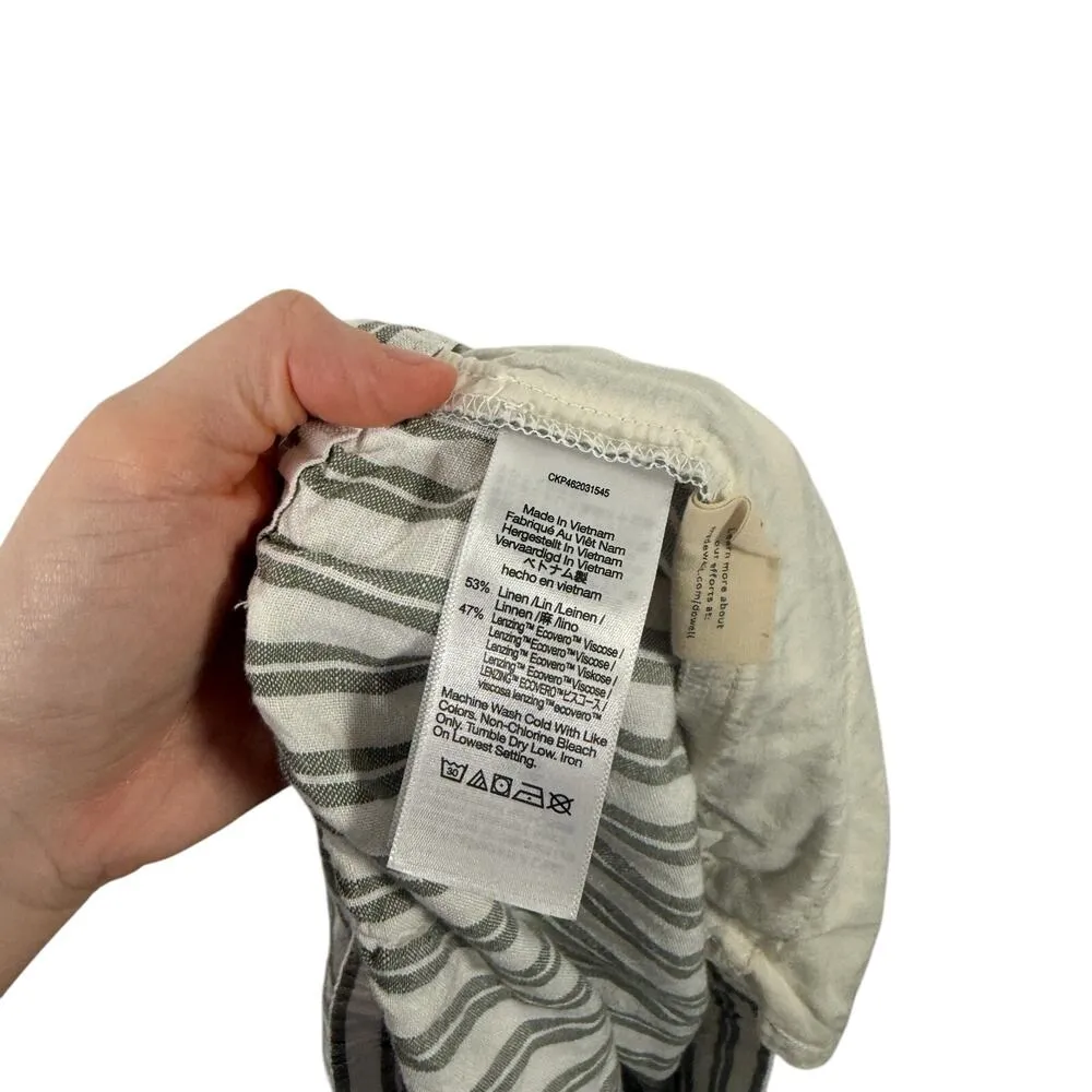 Madewell Linen Blend Curve Hem Striped Shorts Coastal Beachy Womens Small - Image 7