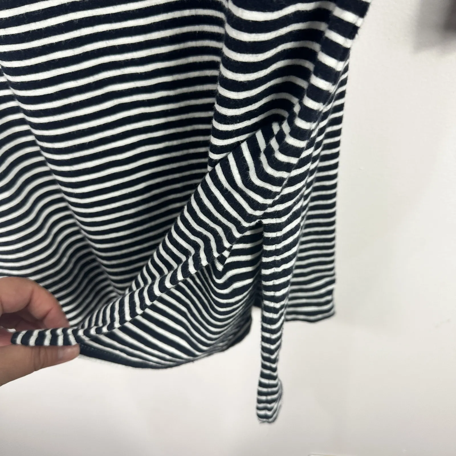 J Jill Dress Womens Small Navy White‎ Striped Bell Sleeve Embroidered Preppy Blue - Image 6