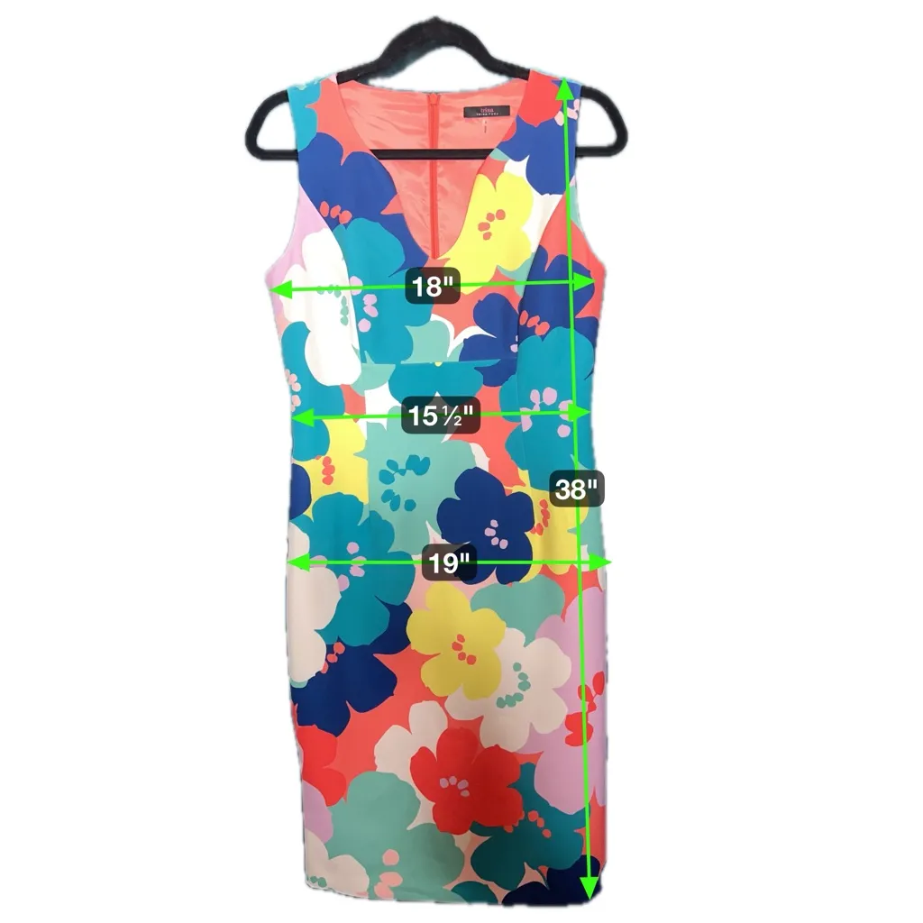 Trina Turk Coral Lily Dress Size 6 Sleeveless Floral V Neck Sheath Spring Shift - Image 6