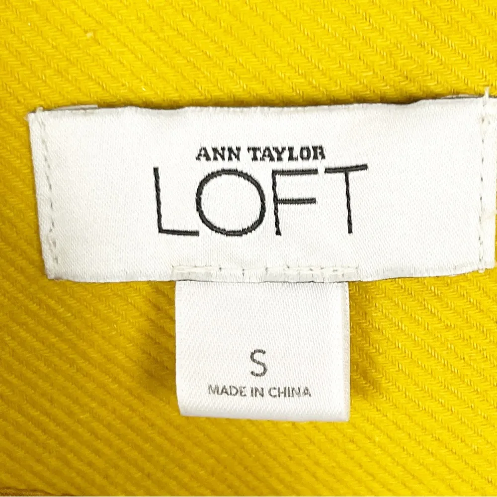 LOFT Mustard Yellow Double Breasted Lined Trench Coat, Size Small - Image 2