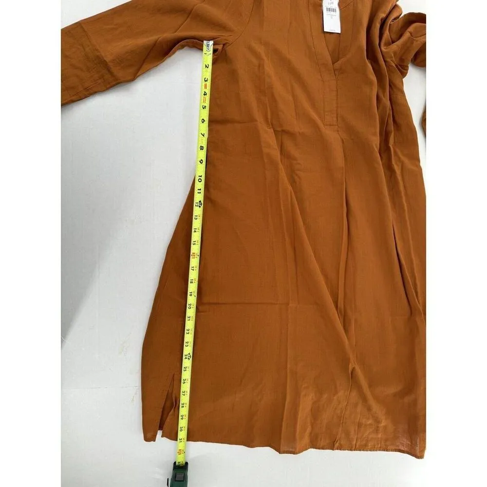 J.Jill Pure Linen Dress Sz S V-Neck Long Sleeve Lagenlook Copper Boho Beach NWT​ - Image 15