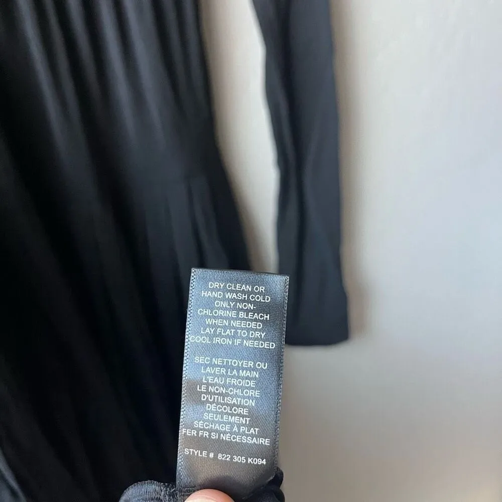 Rebecca Taylor Pleated Knit Mock Neck Open Back Long Sleeve Black Maxi Dress XS‎ - Image 12