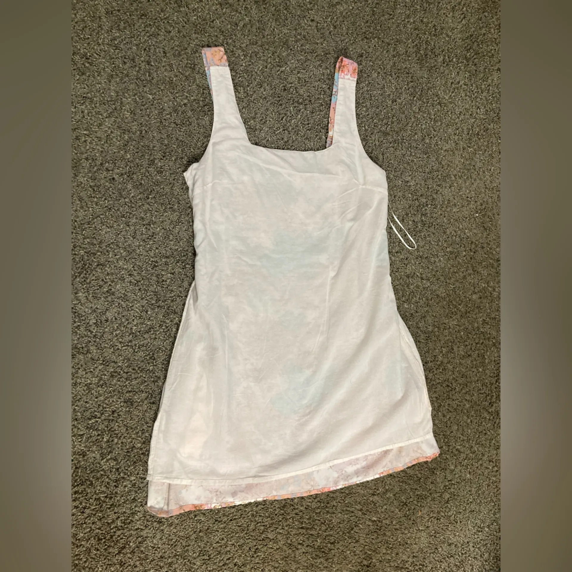 Japna White Smocked Bodice Floral Strap Babydoll Sundress XL Lined Linen Blend - Image 8