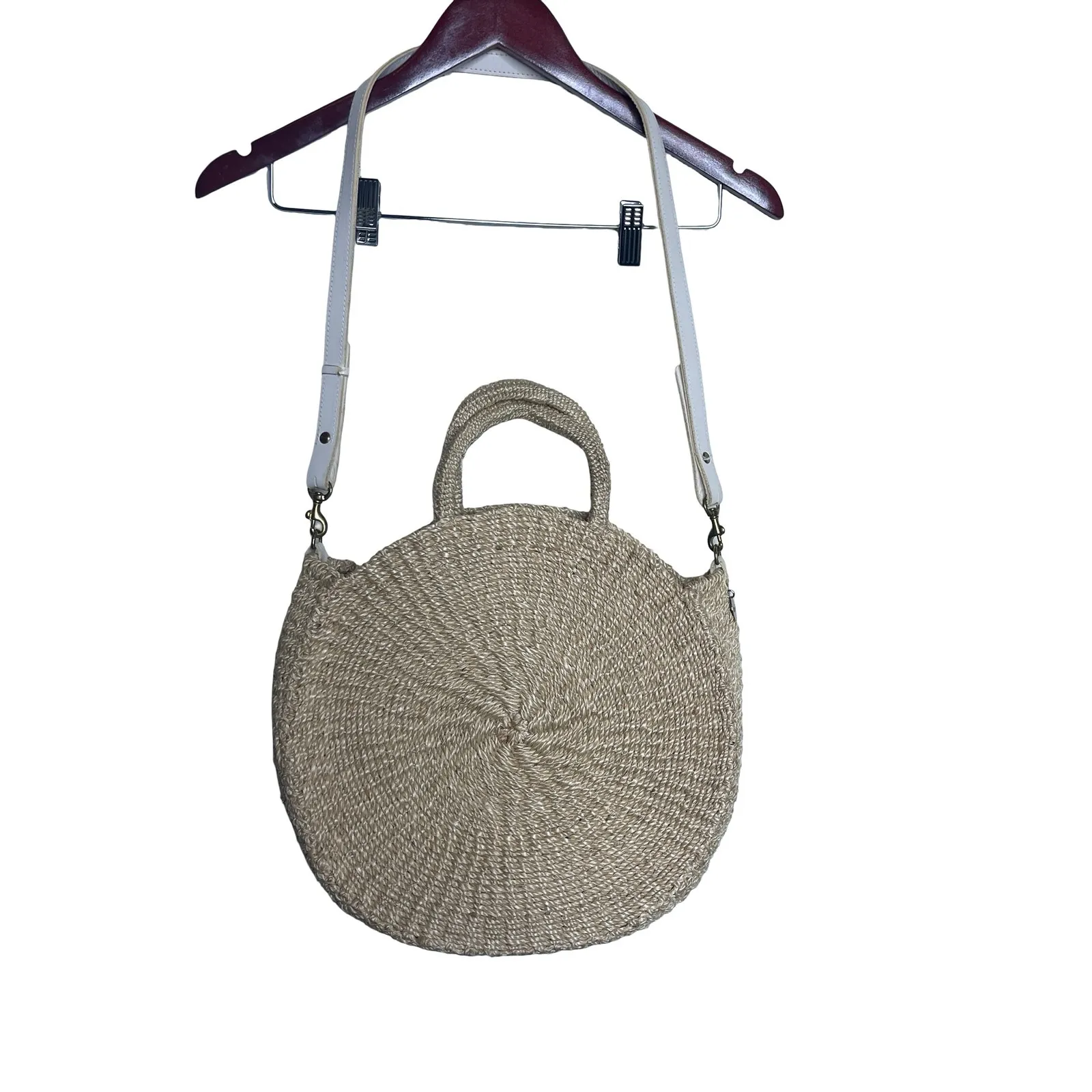 Clare V. Alice Woven Straw Round Large crossbody tote bag - Image 3