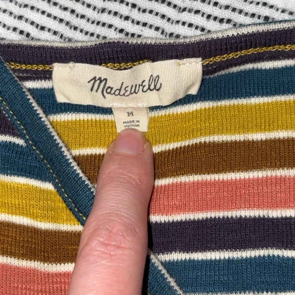 Madewell Striped Tank‎ Top Cami Medium V-Neck Sleeveless Casual Cute - Image 3