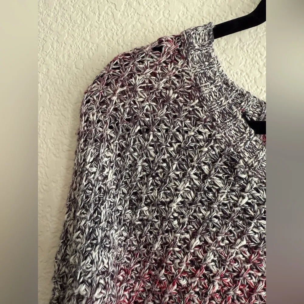 Bass Cozy Knit Sweater Marled Burgundy Purple Soft Winter Pullover Knitted Large Red - Image 4