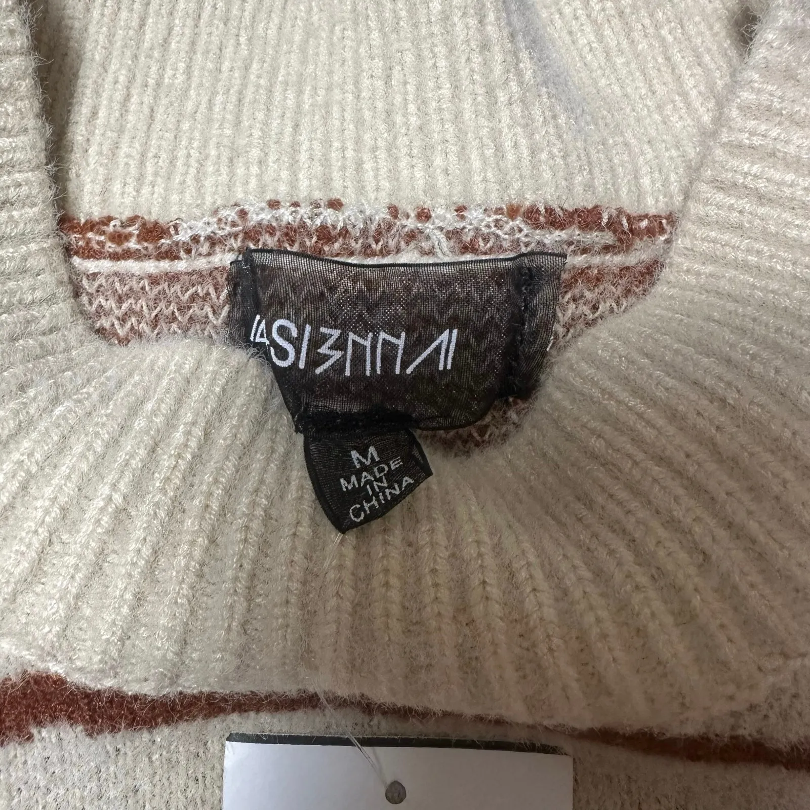 4SI3NNA Zebra Print Crewneck Sweater Brown Size M - Image 3