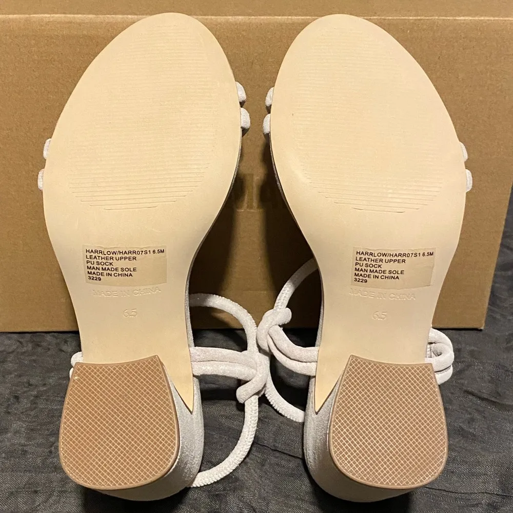 Steve Madden “Harrlow” dusty gold strappy heels open toe sandals size 6.5 suede - Image 6