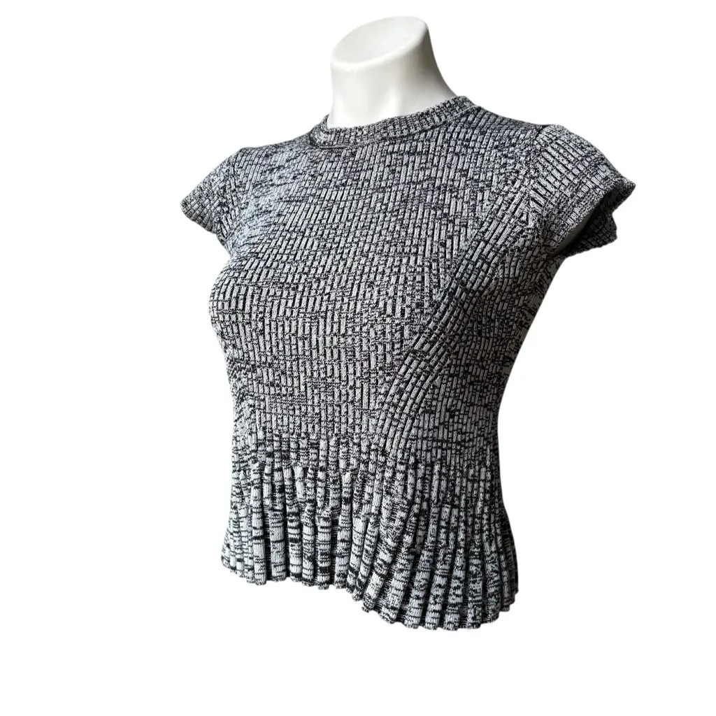 Rachel Comey Blkack & Gray Knit Cap Sleeve Ribbed Crop Top - Image 5