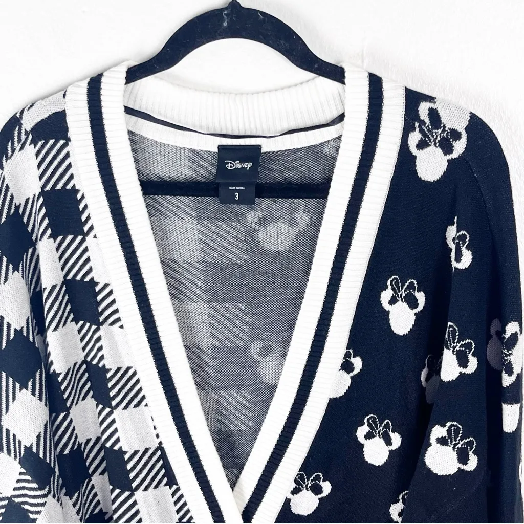 DISNEY Minnie Mouse Black White Long Sleeves Mixed Prints Cardigan Sweater 3X - Image 8