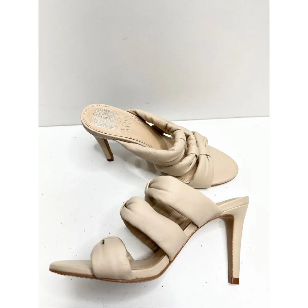 Vince Camuto Womens Size 5.5 Sheepskin Thendie Bow Mule Sandals Taupe Beige - Image 6