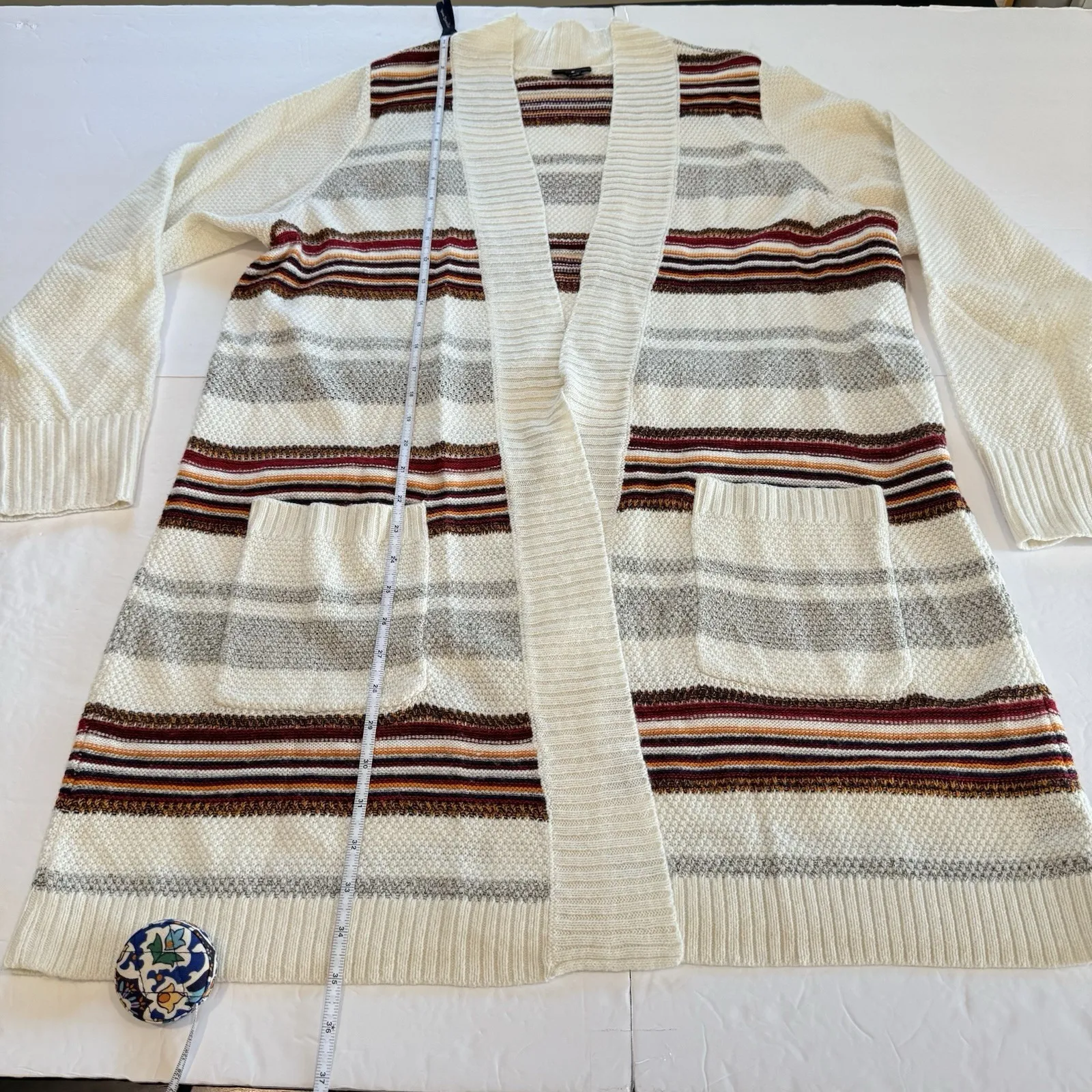 Torrid Ivory‎ Colorful Stripes Shawl Knit Open Front Cardigan Sweater Size 2X - Image 12