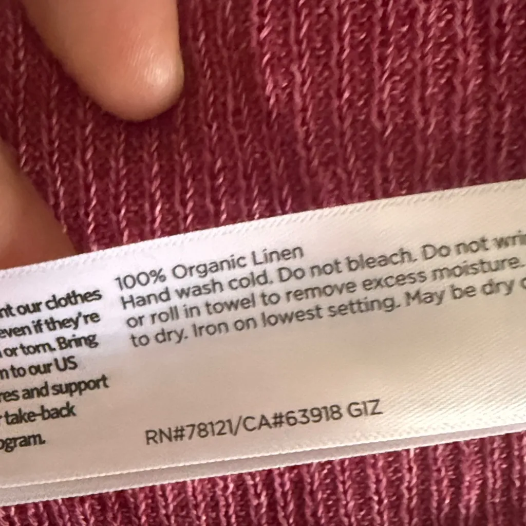 Eileen Fisher Raspberry Crewneck Top Large Relaxed Fit Organic Linen Long Sleeve - Image 5