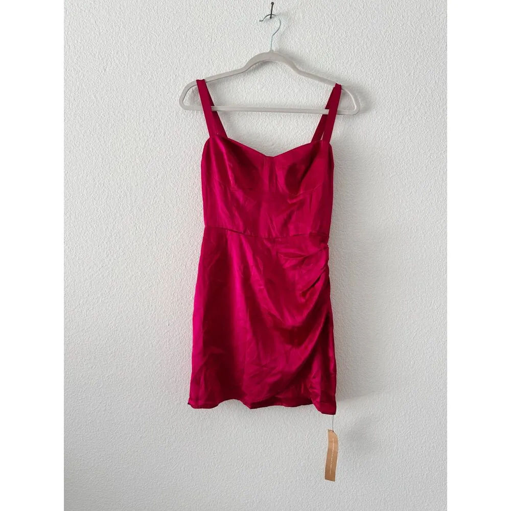 NWT Reformation Fonda Silk Satin Mini Dress in Rhubarb Size 2 - Image 2