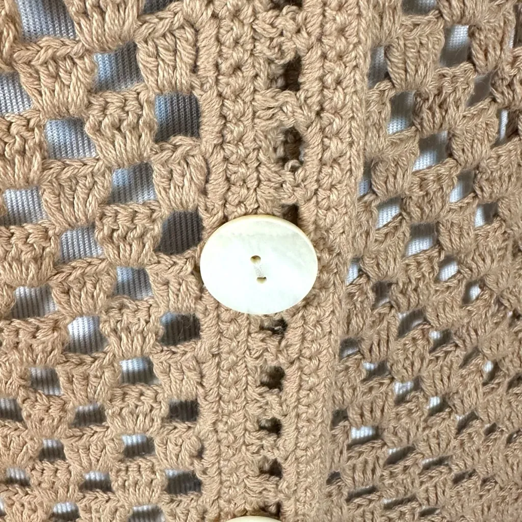 Revolve LPA Lanita Crochet Dress Tan & Ivory Size XS Neutral Beach Bohemian 70s - Image 11