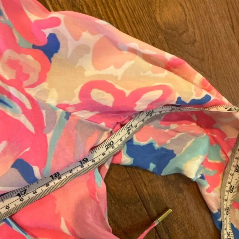 Lilly Pulitzer pink willa floral long sleeve cotton top M - Image 7