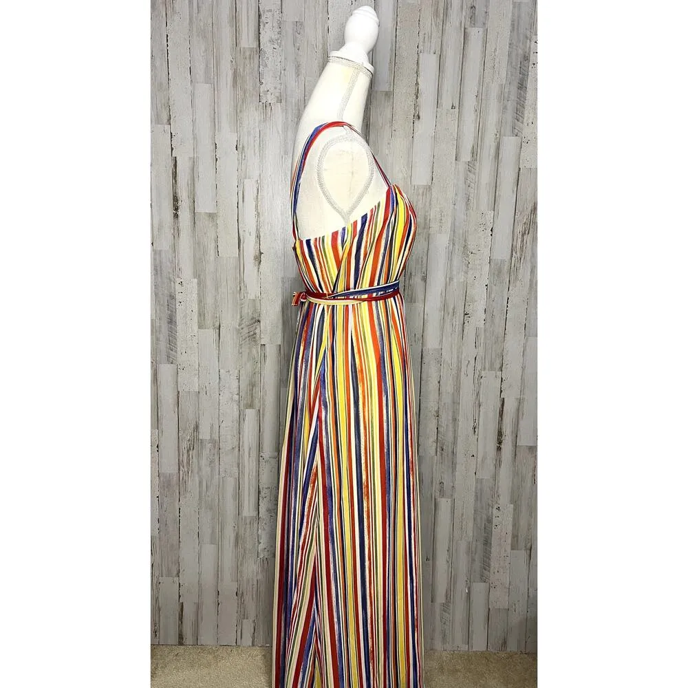 NWT Maggy London Women's Size 0 Striped Maxi Dress‎ Multicolor Sleeveless - Image 3