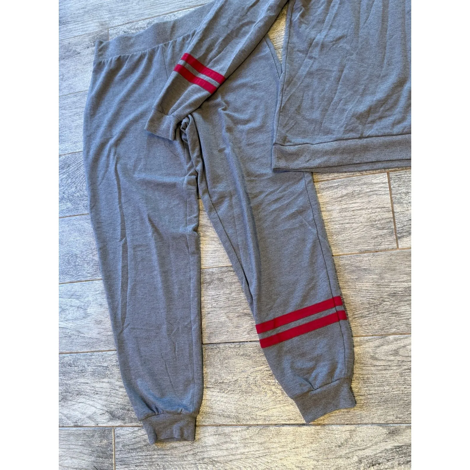 Pajamagram Pajama Set 2 pc Top Bottom Hoodie Sweatshirt LOVED Small Womens PJ Gray - Image 4