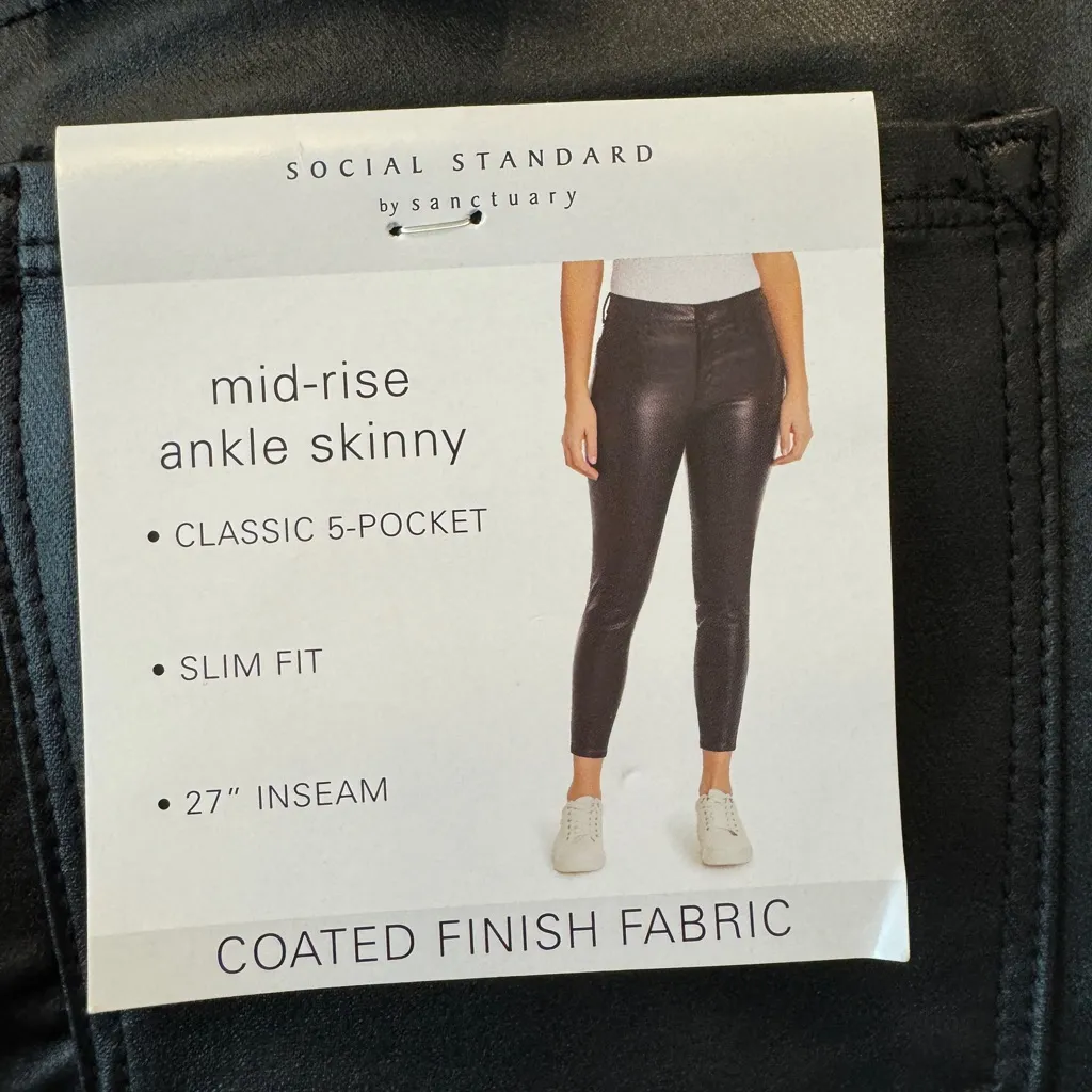 Social Standard by Sanctuary ankle skinny size 8 NWT black faux‎ leather - Image 5