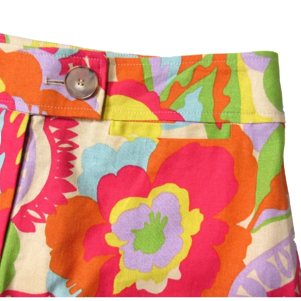 NWT Sezane Jefferson in Seventies 70s Print  Linen Cotton Cropped Pants 38 / 6 - Image 6