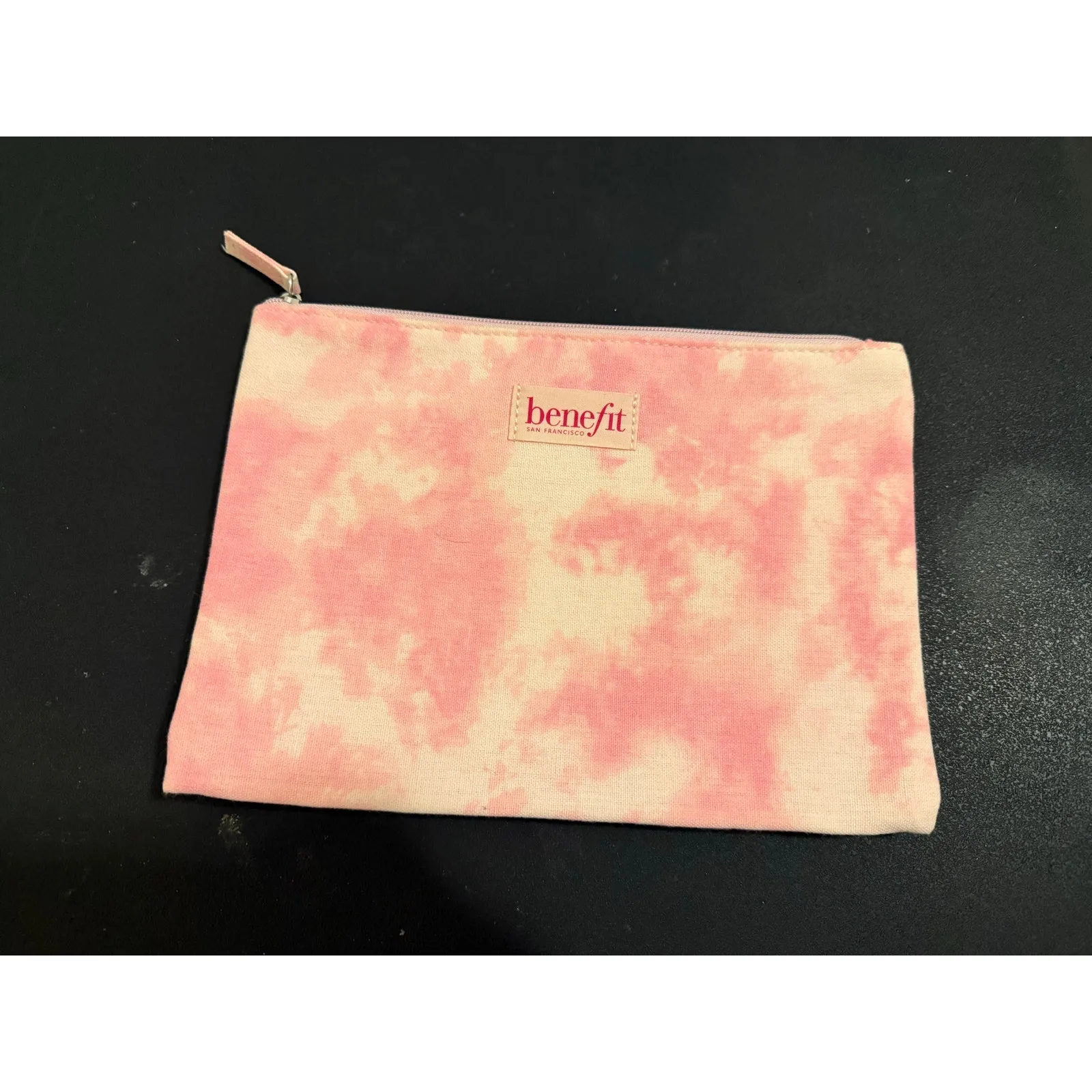 Benefit Cosmetics pink tie dye canvas makeup bag NWT - Image 3