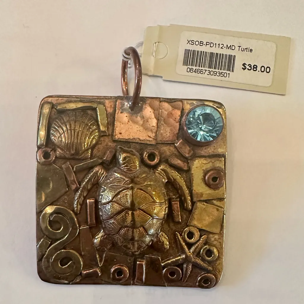 Stunning brass and jewel turtle pendant! Brand new with tags! Super unique! Gold - Image 4