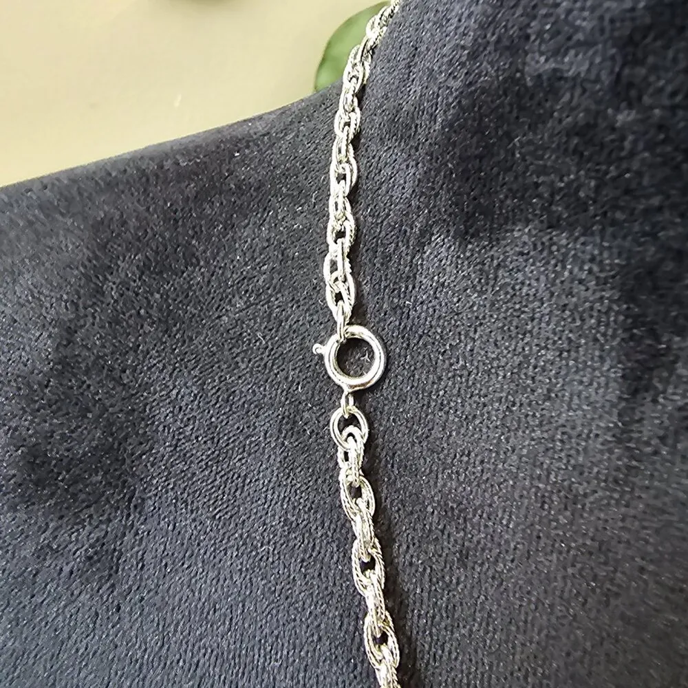 Womens Black Onyx Pendant Silver Rope Chain Necklace Jewelry with Spring Ring - Image 6