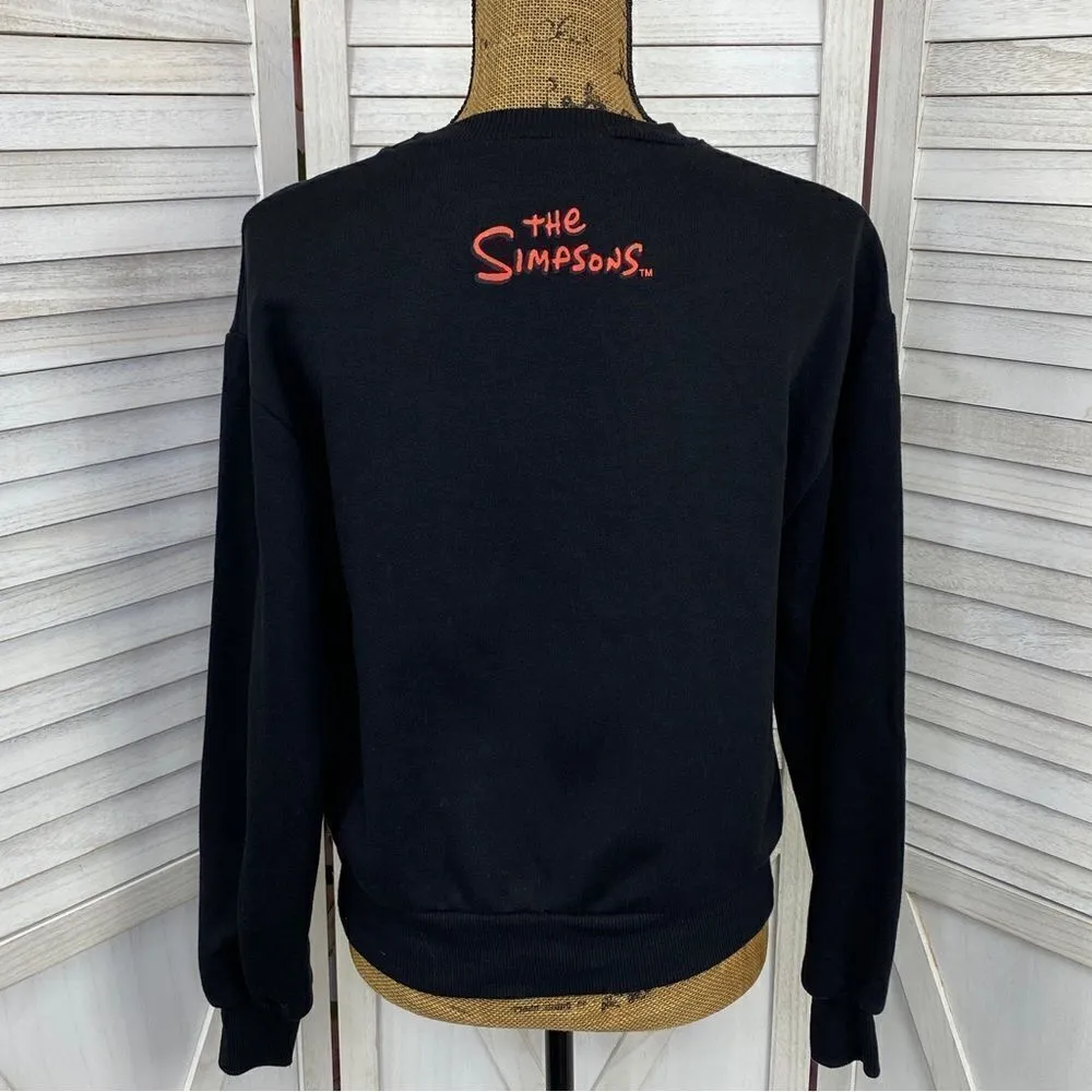 Zara The Simpsons Graphic Print Sweatshirt Black Small - Image 5