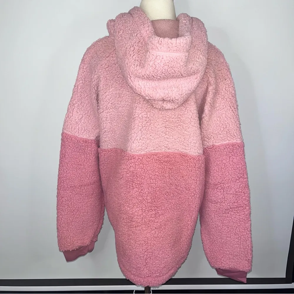 PINK VICTORIA’S SECRET Varsity Sherpa Half Zip Pullover Pink Colorblock Med NWT - Image 10