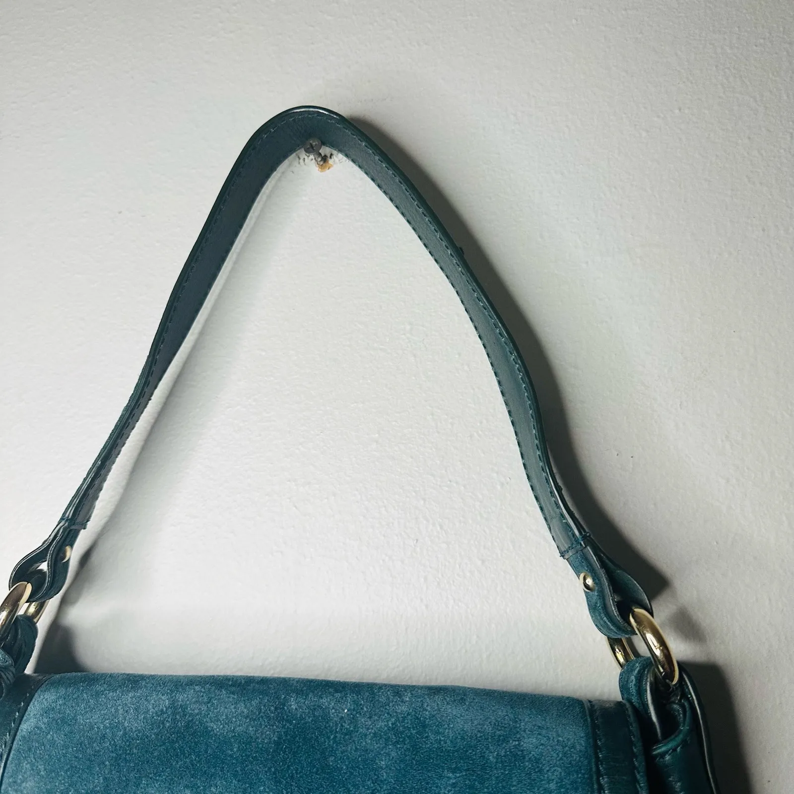 Vintage MARC JACOBS Emerald Green Suede Calf Hair Leather Handle Shoulder Bag - Image 7
