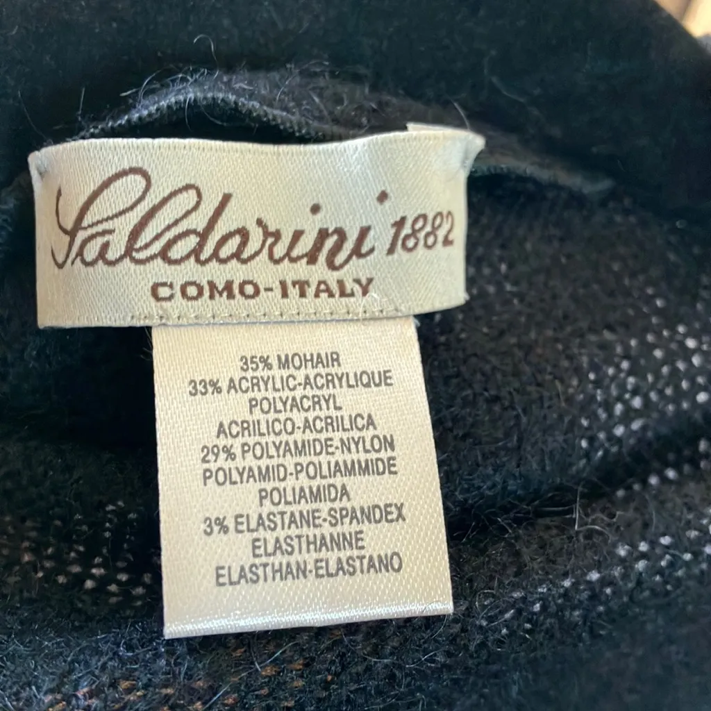 FINAL MARKDOWN Saldarini Black Mohair Blend wrap with floral accent - Image 2