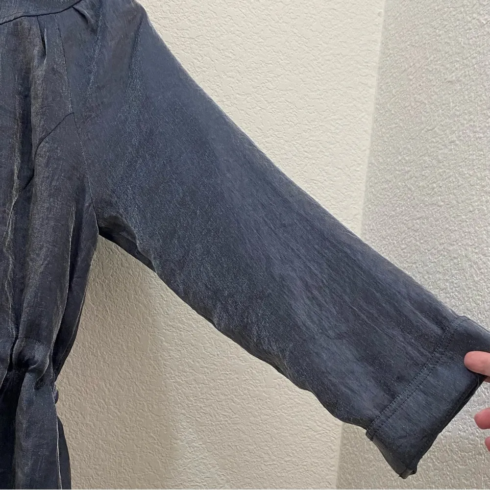 SAMUEL DONG Shimmer Bluish Gray Cinched Waist Bubble Coat Jacket Size L Blue Size L - Image 11