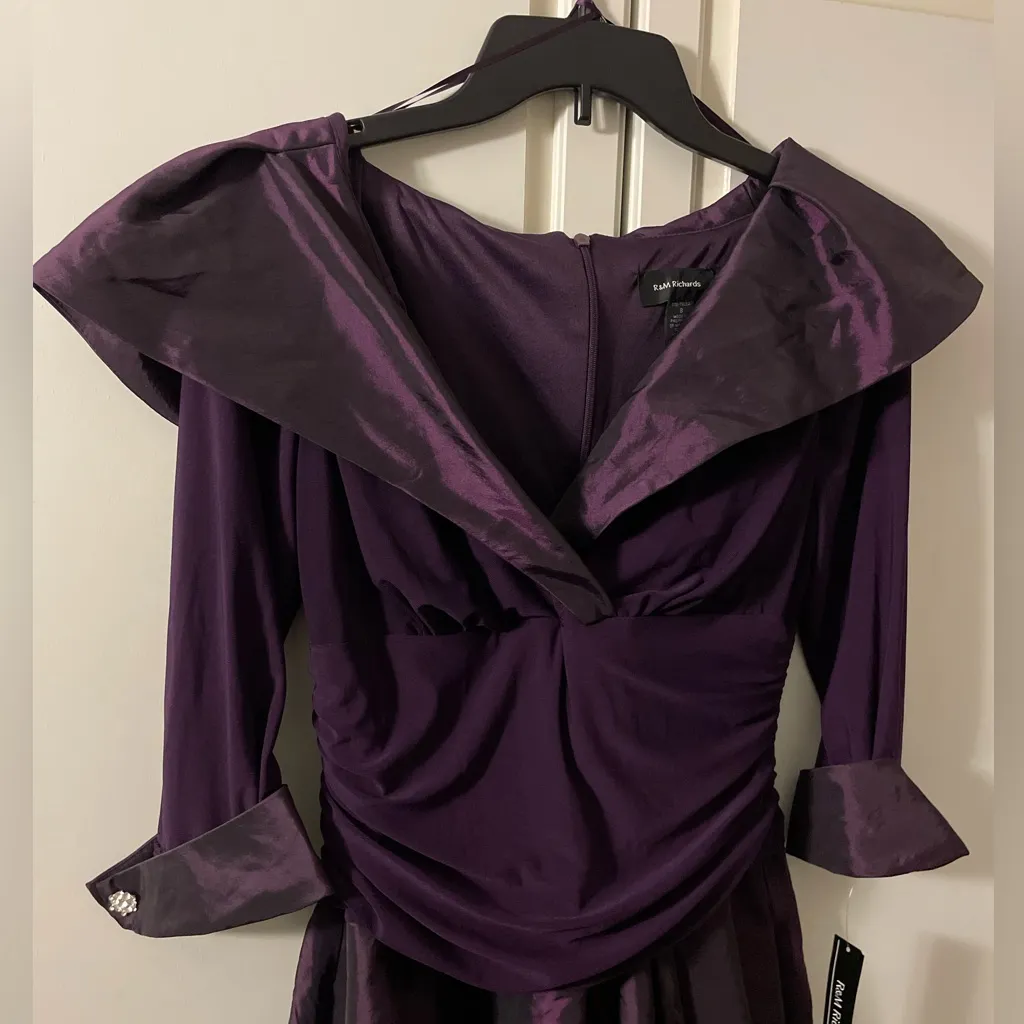 R&M Richards Women's Ruched 3/4 Sleeves Evening Dress Size 8 - Image 4