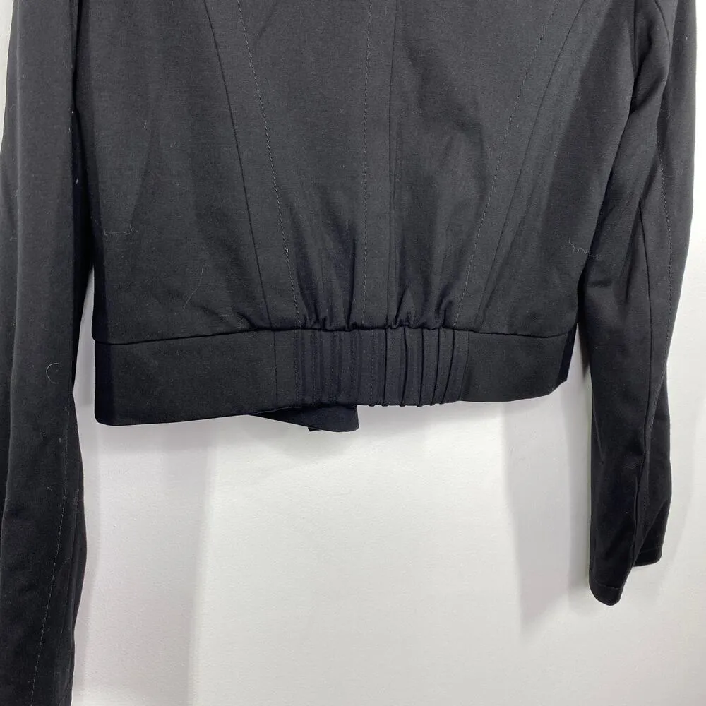 LOFT Black Faux Fur Collar Long Sleeve Cropped Jacket Women's Size XS - Image 9