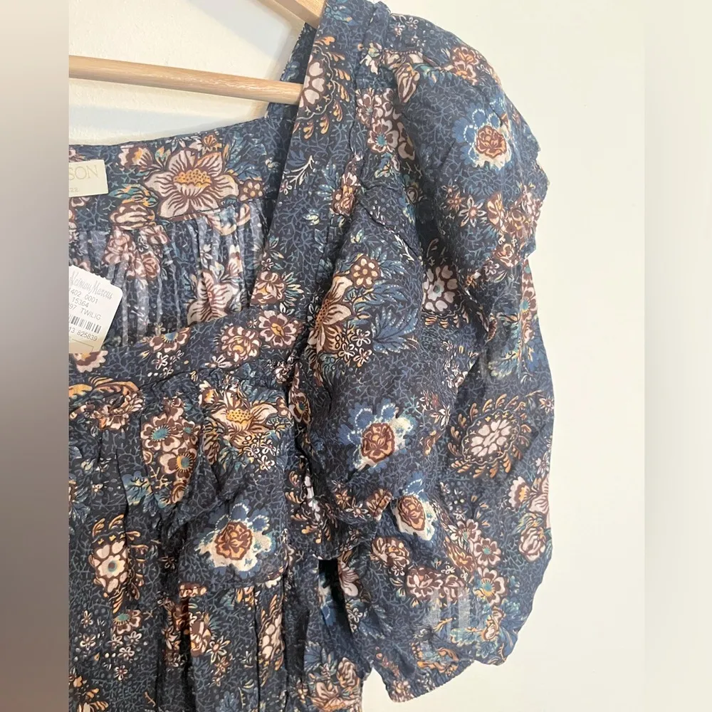 NWT Ulla Johnson Warner Floral Ruffle Puff-Sleeve Peplum Blouse - Image 7