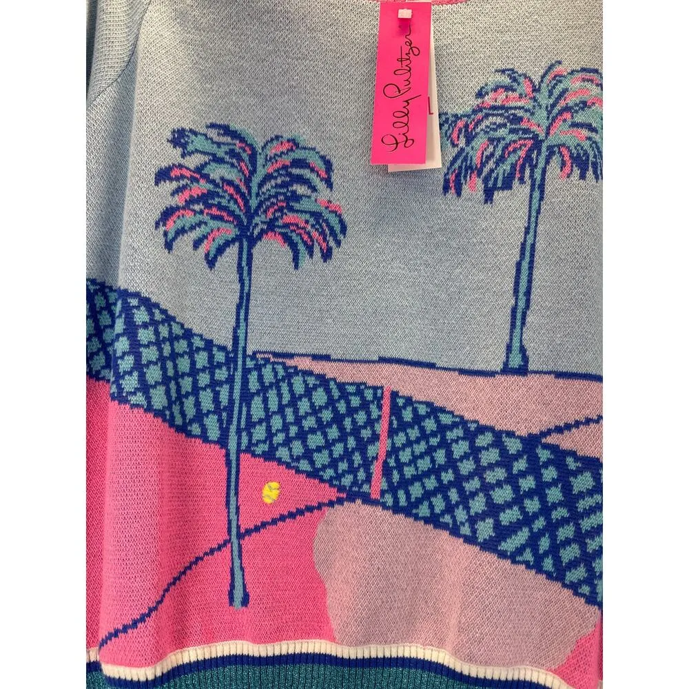 Lilly Pulitzer Ravello Pink Blue Perfect Match Short Sleeve Sweater women sz L - Image 2