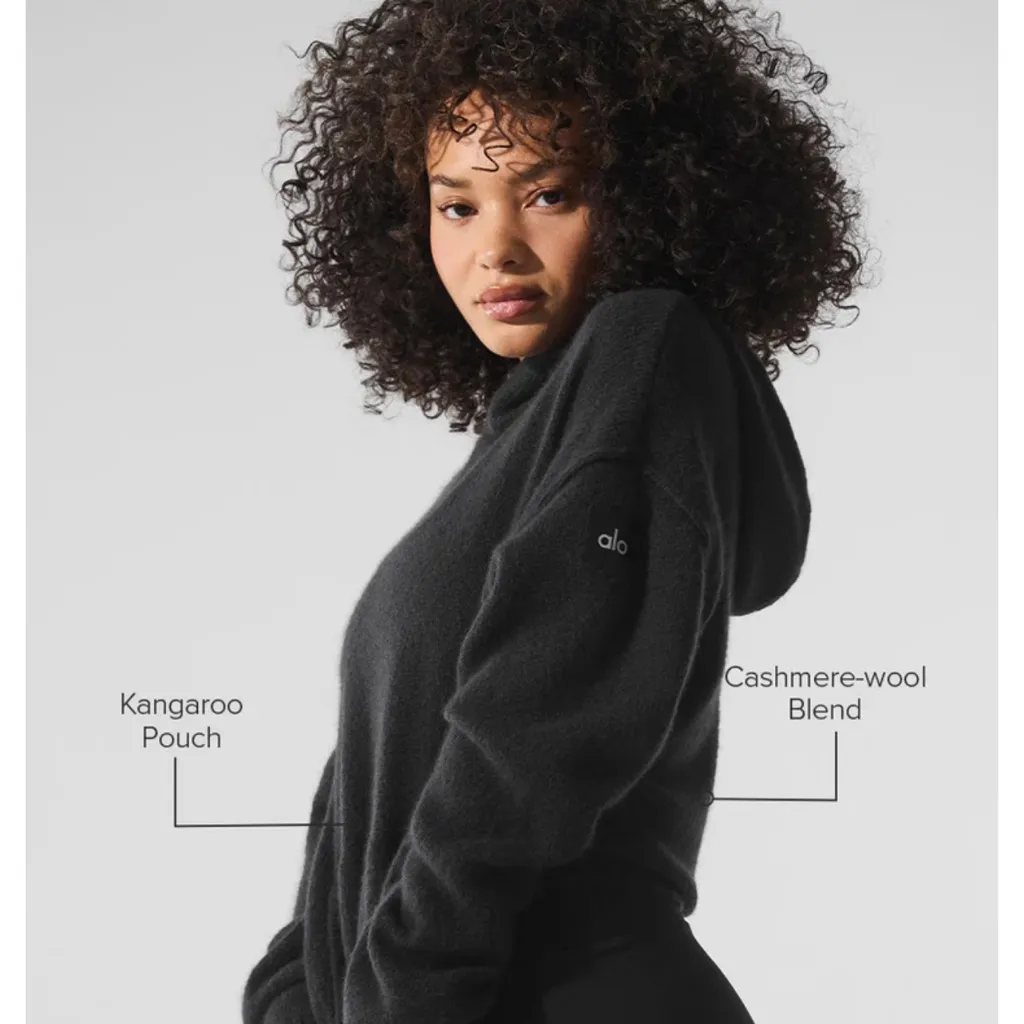 ALO Yoga Black wool cashmere new class hoodie - Image 3