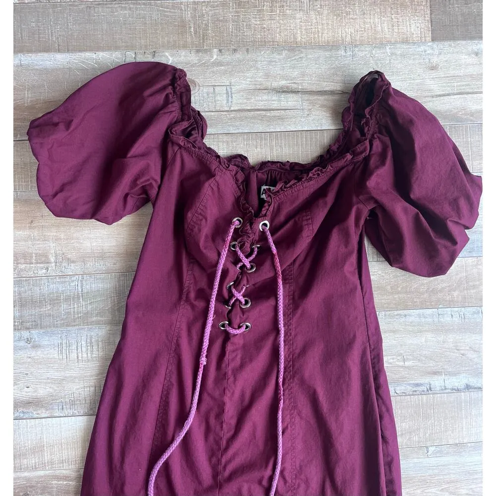 I.AM.GIA Alya Off-The-Shoulder Corset Dress Burgundy Red Size M - Image 4