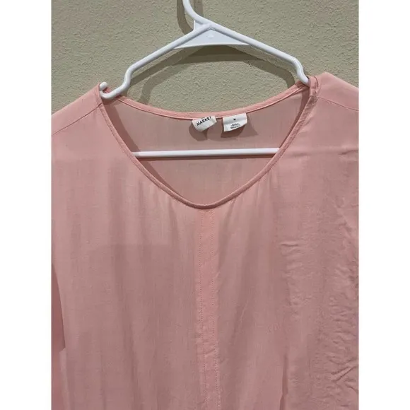 Melrose and Market Pink Tie Front Top Short Sleeve Blouse Womens Size M - Image 6