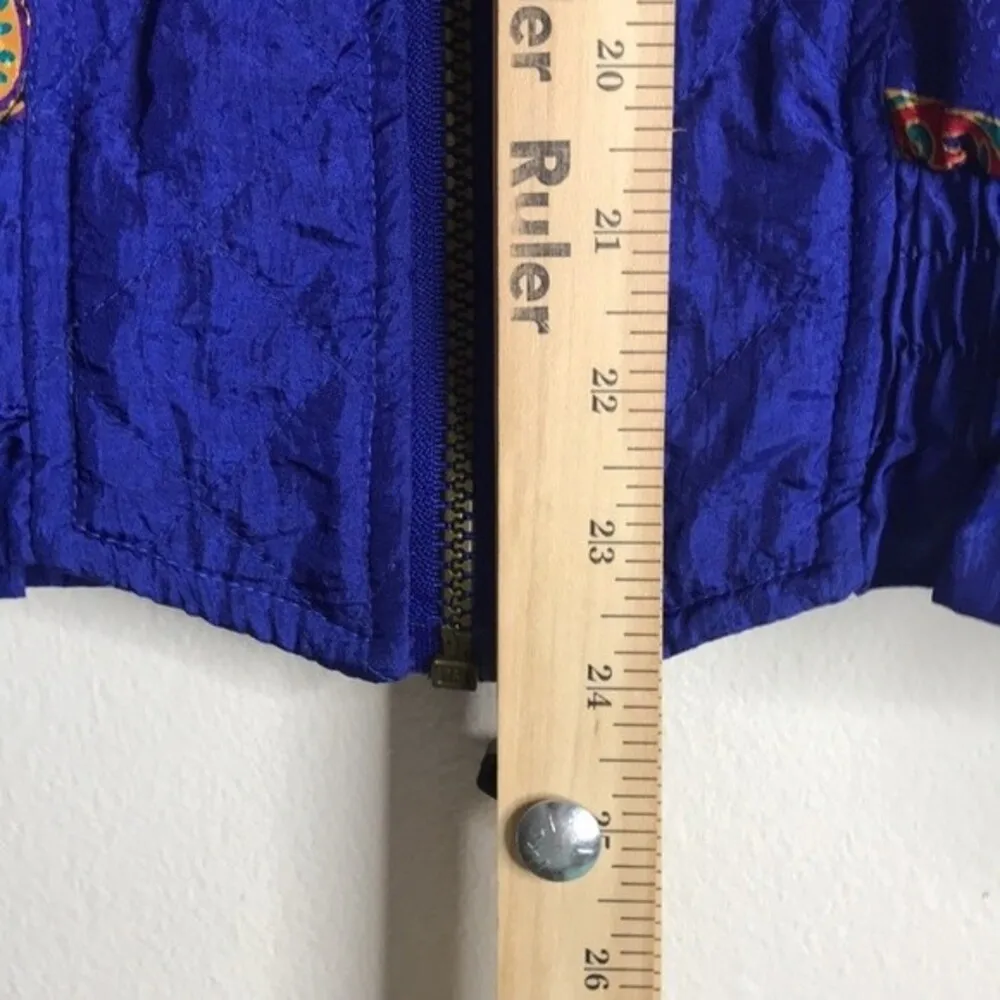 Casual isle nylon windbreaker bright colored print jacket size small Blue - Image 10