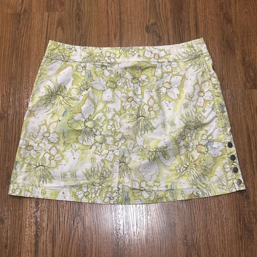 Title Nine Skirt Womens 12 Watercolor Floral Brash Athletic Mini Cotton Green - Image 7
