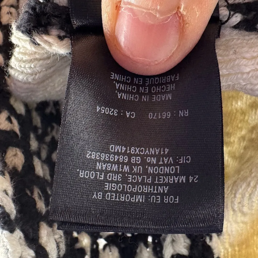 NWT Anthropology Yellow Bird Slubby Moto Jacket Sweater in Ivory Black Size‎ XS - Image 9